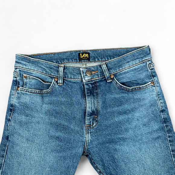 Lee Jeans Mens 31x33 Blue Slim Fit Stretch Straight Medium Wash Denim Y2K - Picture 3 of 10